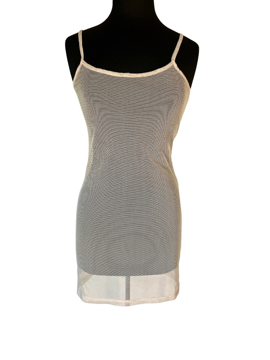 PrettyLittleThing Other - PrettyLittleThing Tan Cream Sheer Mesh Slip Dress